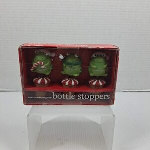Boston Warehouse Christmas Frog Bottle Stopper Set of 3 Holiday Wine Corks 23218